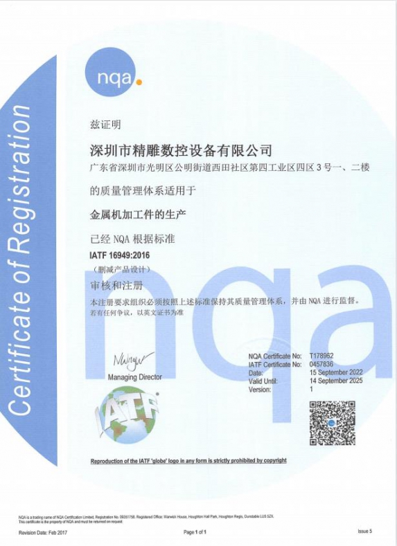 IATF16949:2016 NQA Automotive Certification Quality Management System